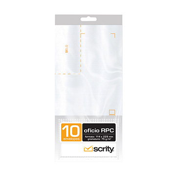 Envelope Ofício RPC Scrity Branco 75g 114x229mm PCT 10UN