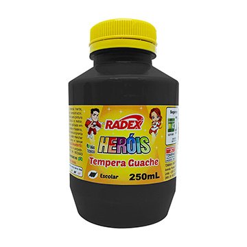 Tinta Tempera Guache Radex 250ml Preta PCT 3UN