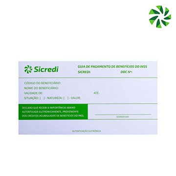 Bloco Guia de Pag. Benefícios INSS Sicredi 1 Via PCT 2UN