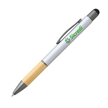 Caneta Sicredi Alumínio com Bamboo CX 50UN