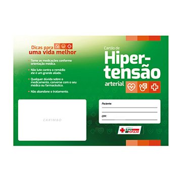 Carteira de Controle de Hipertensão Super Popular  PCT 100UN