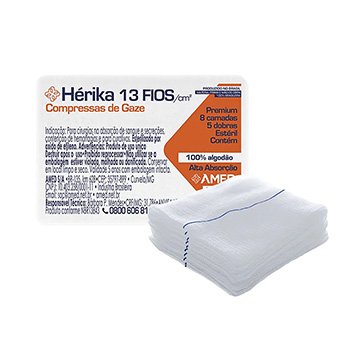 Compressa de Gaze 13 fios Estéril 7,5x7,5cm PCT 10UN