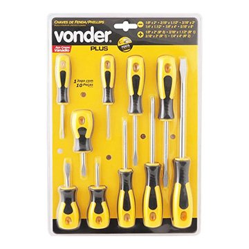 Jogo de chaves de fenda/phillips com 10 peças, VONDER PLUS