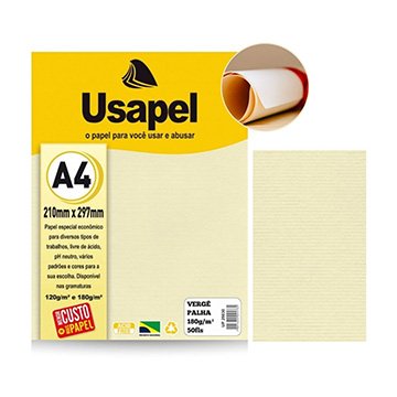 Papel Vergê Palha Usapel 180gr A4 PCT 50fls