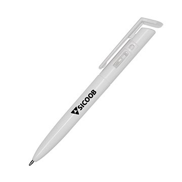 Caneta Plástica Sicoob Branca PCT 50UN