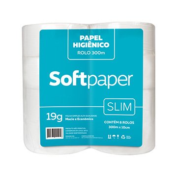 Papel Higiênico Folha Simples Slim 300m 8 unidades 19g | Softpaper
