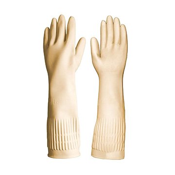 Luva Latex Imbat Ranhurada Punho Longo Natural GG