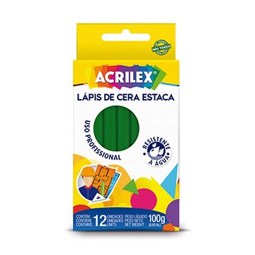 Lápis de Cera Acrilex Estaca Verde 12UN
