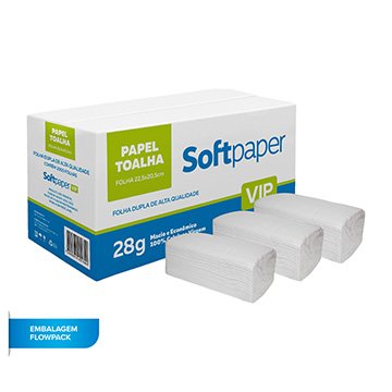 Papel Toalha Interfolhado Folha Dupla 2.000 Folhas 28g | Softpaper VIP