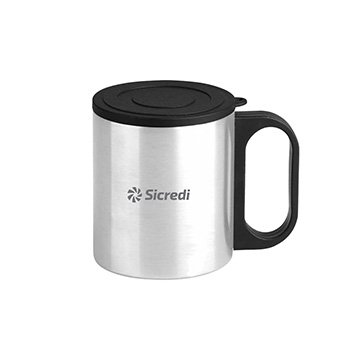 Caneca em Aço Inox com Tampa Sicredi UN