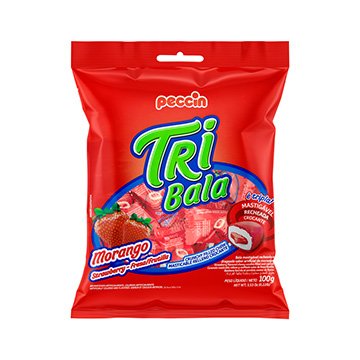 Bala Mastigável Tri Bala Morango PCT 100g | Peccin
