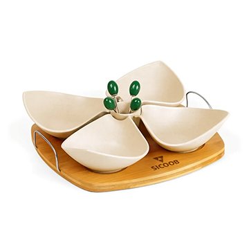 Conjunto Petiscos em Bambu e Fibra De Bambu Sicoob 10PÇS