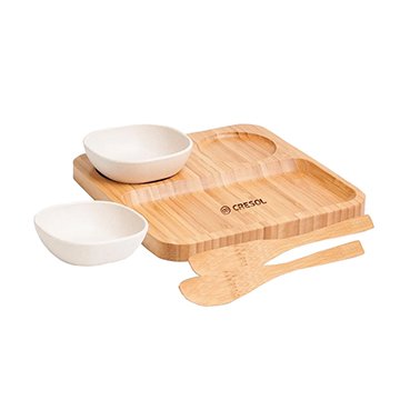 Conj. Petiscos e Patês em Bambu e Fibra De Bambu Cresol 5PÇS