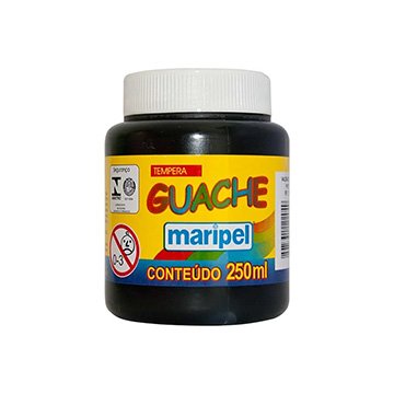 Tinta Tempera Guache Maripel 250ml Preta PCT 6UN
