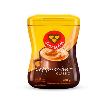Café Solúvel Cappuccino Classic 3corações Pote 200g