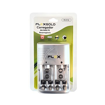 Carregador de Pilhas AA/AAA/9V Flex FX-C16-4P Bivolt C/4PAA