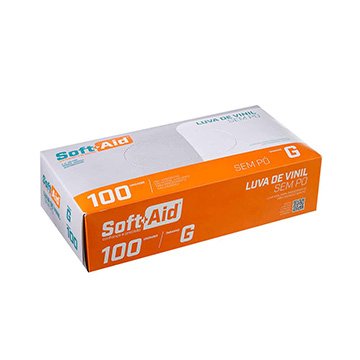 Luva Vinil Soft Aid Sem Pó G 100 unidades