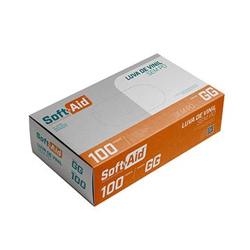Luva Vinil Soft Aid Sem Pó GG 100 unidades